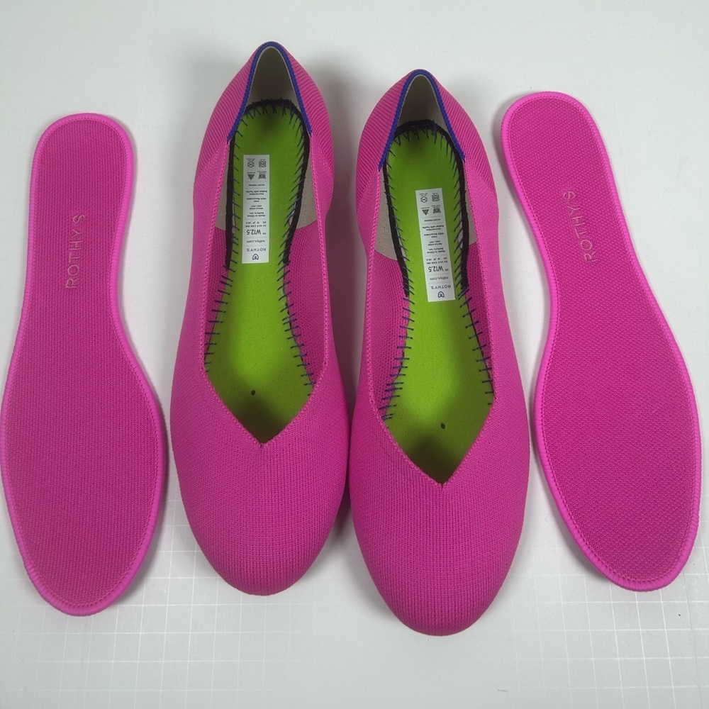 Rothy's Fuchsia Flats with Blue Trim Dragón Fruit - Picture 9 of 11